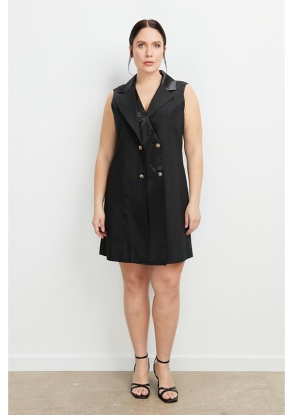 Büyük Beden Ceket Elbise-Siyah