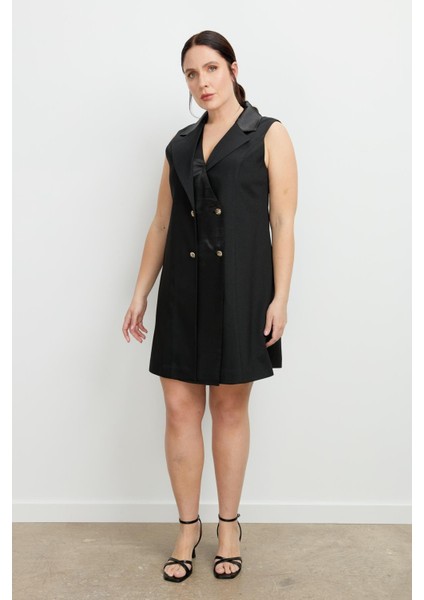 Büyük Beden Ceket Elbise-Siyah fırsatları