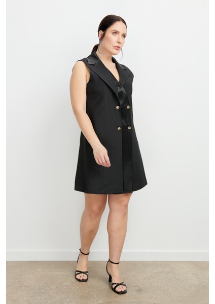 Büyük Beden Ceket Elbise-Siyah
