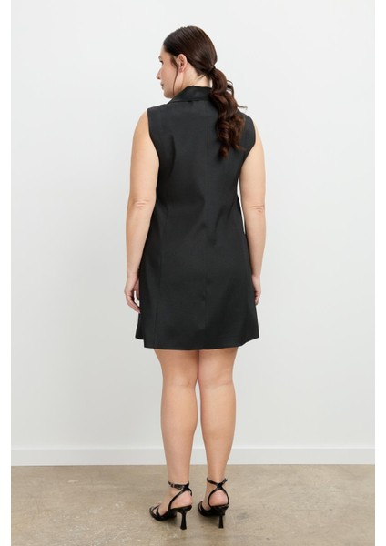 Büyük Beden Ceket Elbise-Siyah