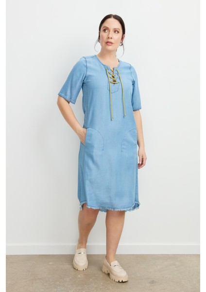 Büyük Beden Tensel Kot Elbise-A.mavı modelleri