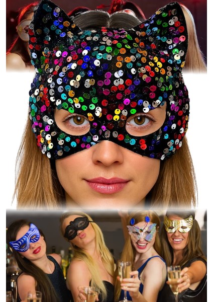 3 Adet Kadife Parti Maskesi Rengarenk Payetli Bride After Parti Sexy Yayın Gece Klübü Fantezi Only