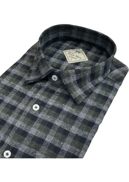 Klasik Geniş Kesim Ekoseli Flanel Çift Cepli Uzun Kollu Erkek Gömlek fiyatları