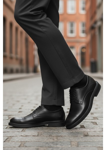 Siyah Hakiki Deri Erkek Günlük Ayakkabı 623 M