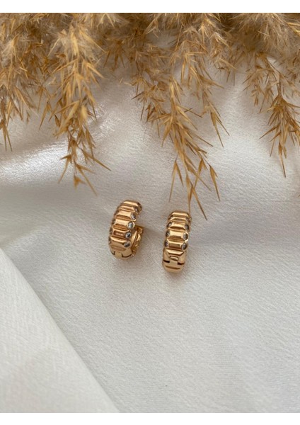 Mini Taşlı Xupıng Çelik Küpe