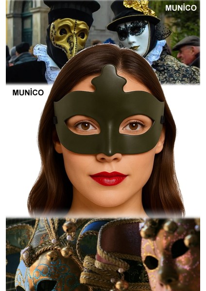 3 Adet Kostüm Partisi Için Yeşil Maske – Venedik Stil, 17X10 cm | Hawaii ve Yaza Merhaba Konsept fırsatları