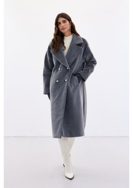 Düğme Detaylı Uzun Kaban - Antrasit modelleri