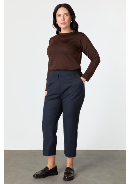 Büyük Beden Ekose Pantolon-Lacı