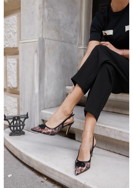 Toronto Kadin Bej Leoapar Detay Topuklu Ayakkabi