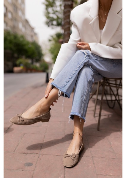 Campo Kadın Bej Leopar Gercek Deri Pisi Babet