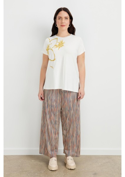 Büyük Beden Çiçek Baskılı Bluz-Sarı fiyatları