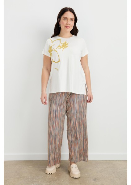 Büyük Beden Çiçek Baskılı Bluz-Sarı modelleri