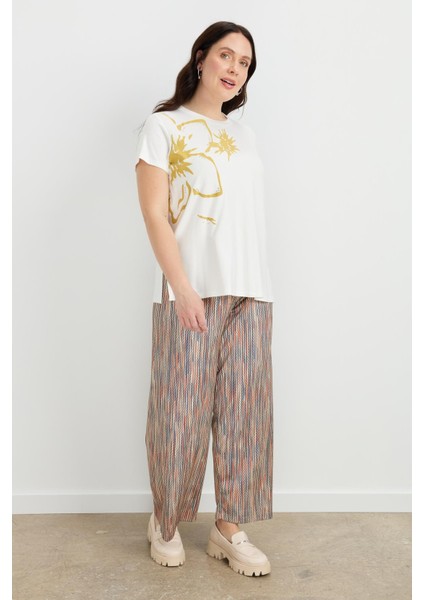 Büyük Beden Çiçek Baskılı Bluz-Sarı fırsatları