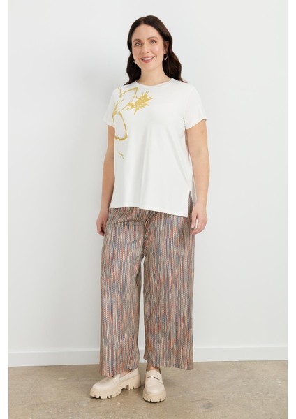 Büyük Beden Çiçek Baskılı Bluz-Sarı indirimleri