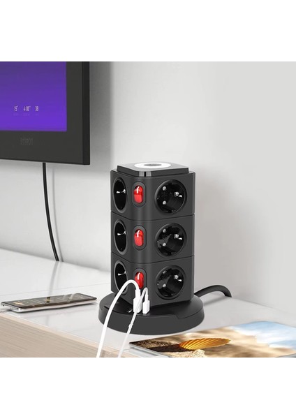 Akım Korumalı Priz Kablosuz Şarj Istasyonu 12XSOKET 1xusb 2xtype-C 2 mt Kablolu Grup Priz Çoğaltıcı modelleri