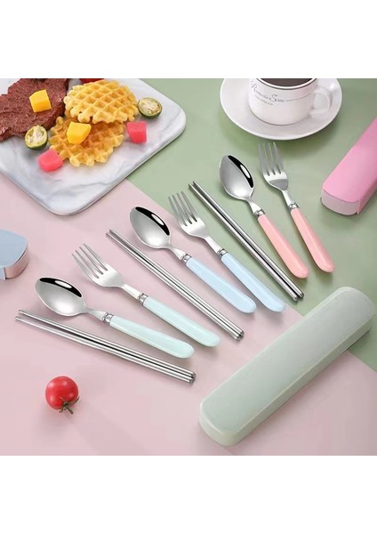 Pembe Bpa'sız Premium Çocuk Paslanmaz Çelik Çatal-Kaşık ve Çubuk Set, 5 Parça (24+ Ay) indirimleri