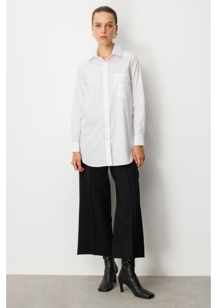 Cep Detay Pamuklu Tunik Gömlek-Siyah