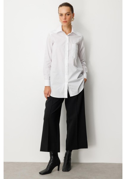 Cep Detay Pamuklu Tunik Gömlek-Siyah fiyatları