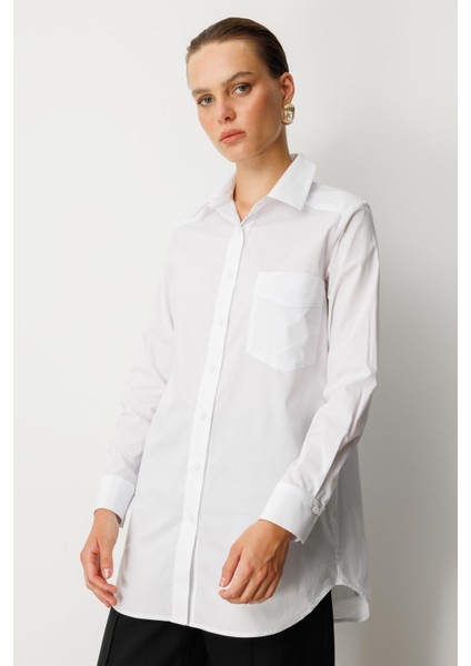 Cep Detay Pamuklu Tunik Gömlek-Siyah fırsatları