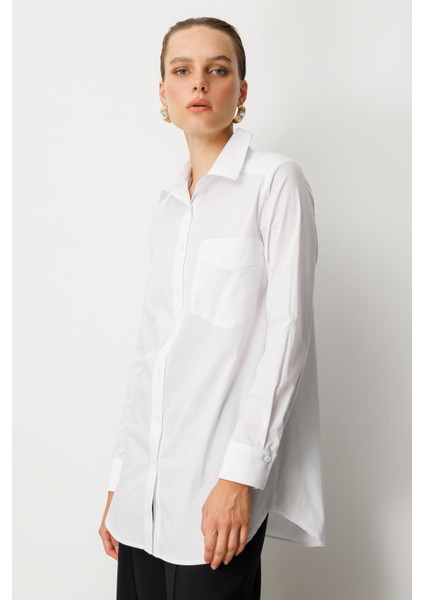 Cep Detay Pamuklu Tunik Gömlek-Siyah indirimleri