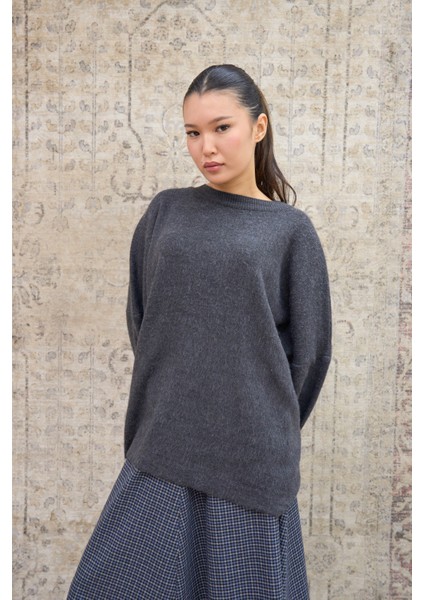 Gri Salaş Triko Kazak