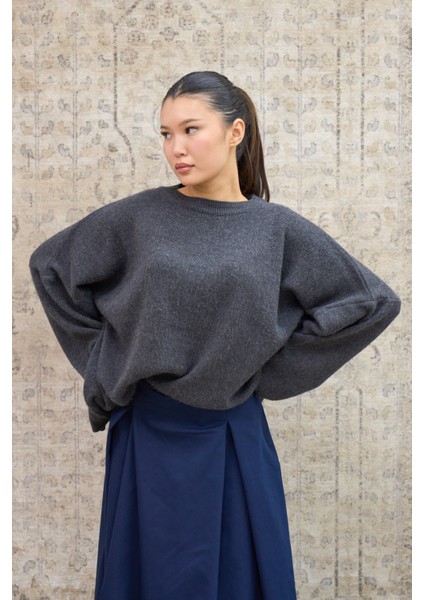 Gri Salaş Triko Kazak