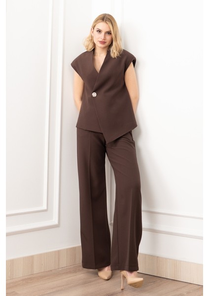 Verev Kesim Kruvaze Kapama Deteylı Yelek Pantolon Takım 1284 indirimleri