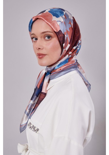 Mavi-İndigo Gül Desen Kristal Eşarp fiyatları