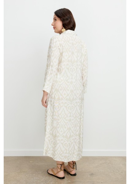 Büyük Beden Etnik Desen Elbise-Vizon