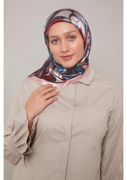 Pembe Çiçek Desen Kristal Eşarp modelleri