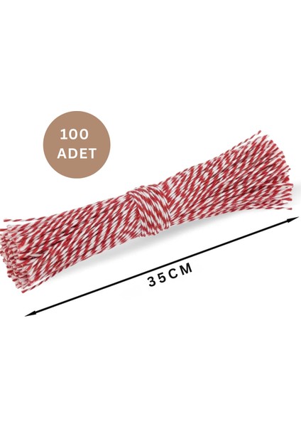 Kesilmiş Kırmızı Beyaz Ip Seti, 100LÜ-35 Cm, Hediye Paketleme & Süsleme Ipi, Etiket ve Ambalaj Ipi fiyatları