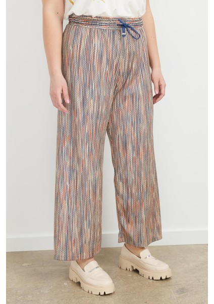 Büyük Beden Simli Örme Pantolon-Kırmızı