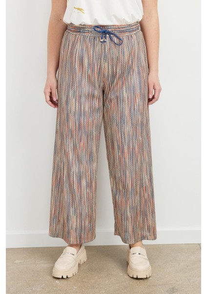 Büyük Beden Simli Örme Pantolon-Kırmızı