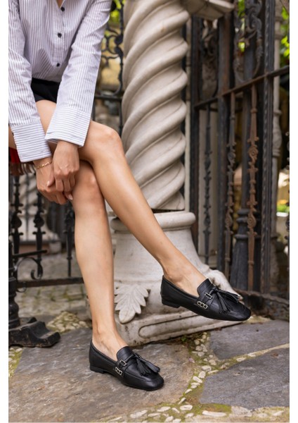 Rogo Kadin Nude Gercek Deri Püsküllü Loafer Babet fiyatları