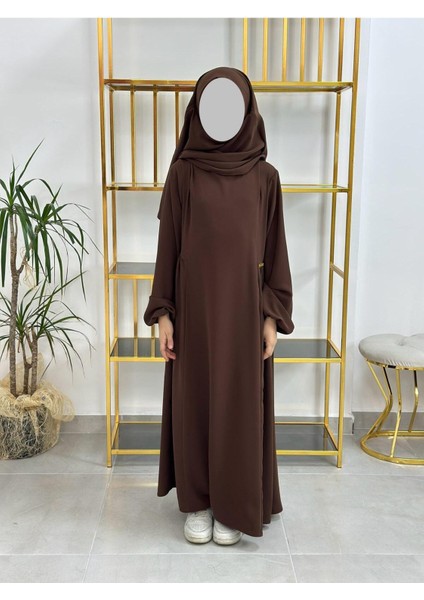 Kız Çocuk Tesettür Elbise,sufle Eşarp Takım Gülkurusu fiyatları