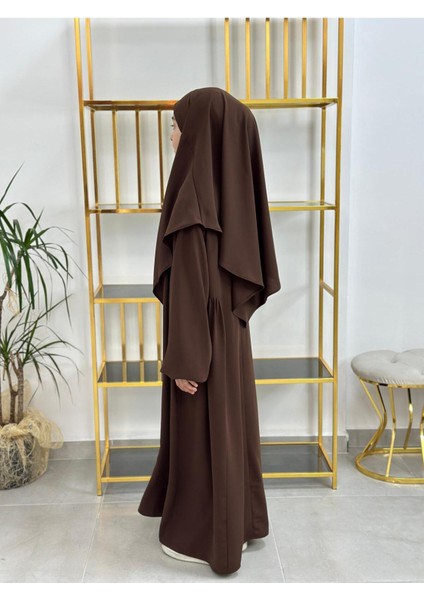 Kız Çocuk Tesettür Elbise,sufle Eşarp Takım Gülkurusu