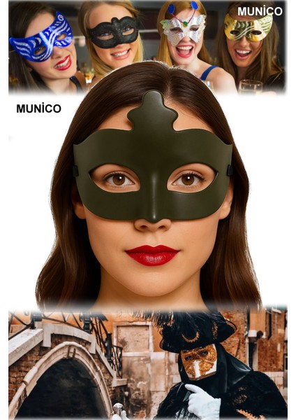 3 Adet Haki Yeşil Venedik Maske – 17X10 Cm, Plastik Gövdeli | Maskeli Balo ve Kostüm Partileri Için modelleri