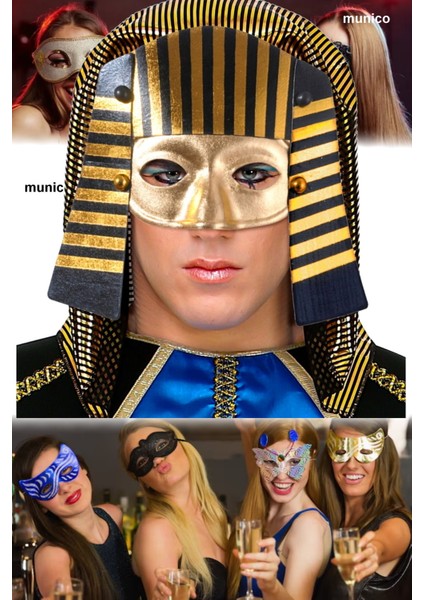 2 Adet Mısırlı Firavun Maskesi Lastik Aparatlı, 21X23 cm | Kostüm ve Parti Aksesuarı Firavun Temalı fiyatları