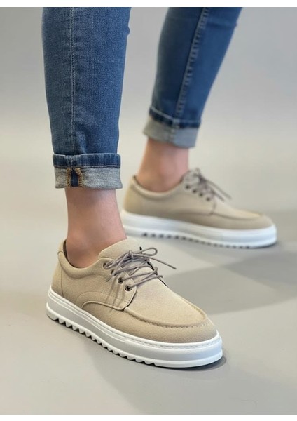 JET-T12x Arts Bağcıklı Süet Erkek Günlük Spor Klasik Ayakkabı SBT - Krem