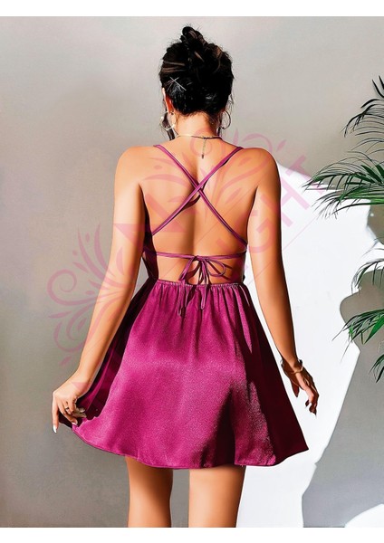 Derin Sırt Dekolteli Mini Gecelik fiyatları