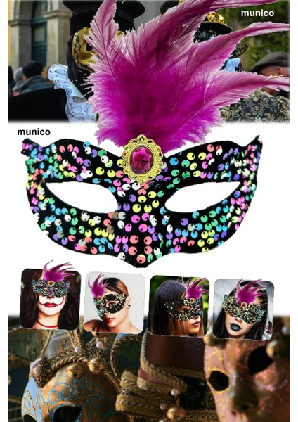 2 Adet Pullu Kadife Maske – Pembe Tüylü, Ayarlanabilir Lastikli | Karnaval ve Özel Günler Için modelleri