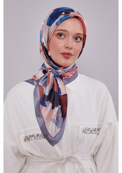 Mavi-İndigo Gül Desen Kristal Eşarp modelleri