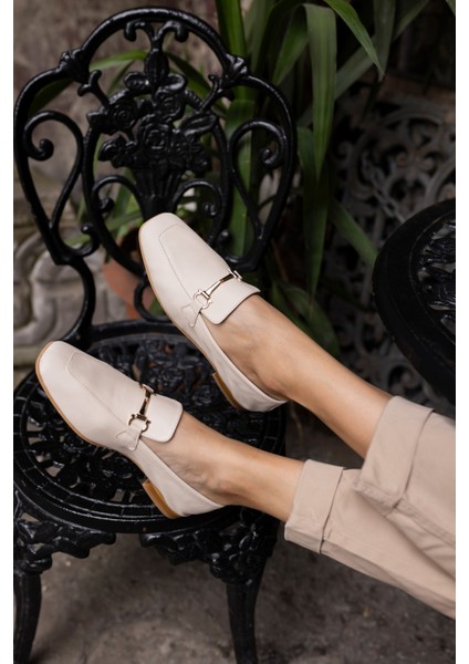 Novay Kadın Bej Gerçek Deri Loafer Babet modelleri