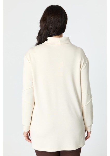 Büyük Beden Baskı Detaylı Bluz-Ekru indirimleri