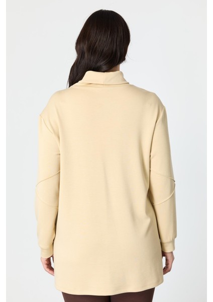 Büyük Beden Baskı Detaylı Bluz-Bej indirimleri
