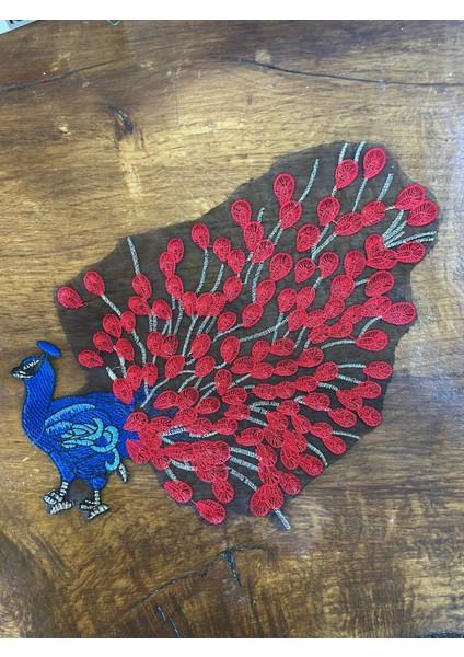 Nakış Işleme Kırmızı Tavus Kuşu Arma Dikiş Aplike 33X22 cm modelleri