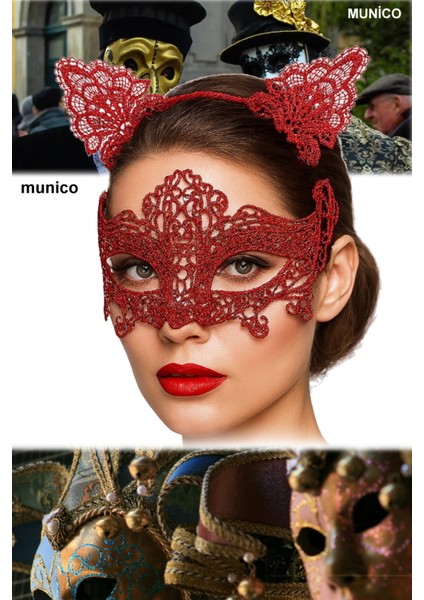Romantik Kırmızı Dantel Maske Seti – Kedi Kulaklı Taç + Maske | Cosplay ve Özel Günler Için fiyatları