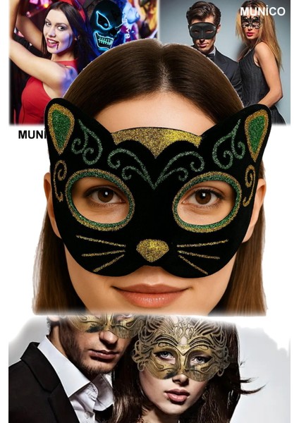 Kadife Kaplama, Lastikli | Maskeli Balo ve Kostüm Partisi Için Siyah Renk Kedi Maskesi indirimleri