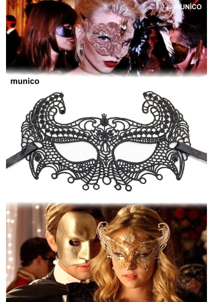 2 Adet Dantel Kulaklı Siyah Maske – Yüze Tam Oturan Tasarım | Maskeli Balo ve Kostüm Partileri Için