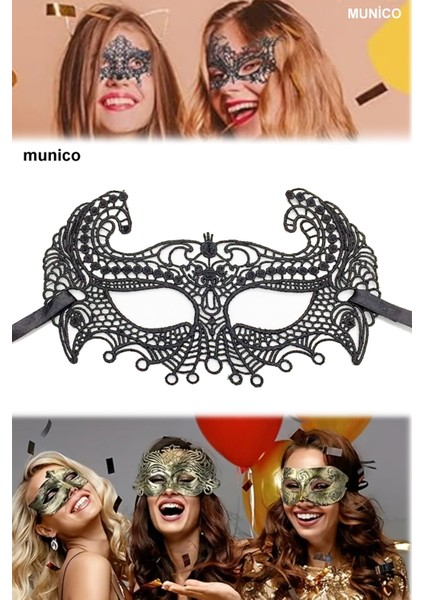 2 Adet Dantel Kulaklı Siyah Maske – Yüze Tam Oturan Tasarım | Maskeli Balo ve Kostüm Partileri Için